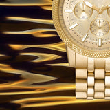 Buy Shop Michael Kors Hutton Chronograph Gold Dial Gold Steel Strap Watch For Men - MK8953 USA Online