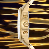 Buy Shop Michael Kors Hutton Chronograph Gold Dial Gold Steel Strap Watch For Men - MK8953 USA Online