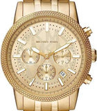 Buy Shop Michael Kors Hutton Chronograph Gold Dial Gold Steel Strap Watch For Men - MK8953 USA Online