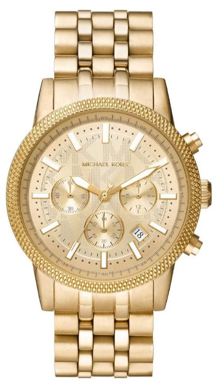 Buy Shop Michael Kors Hutton Chronograph Gold Dial Gold Steel Strap Watch For Men - MK8953 USA Online
