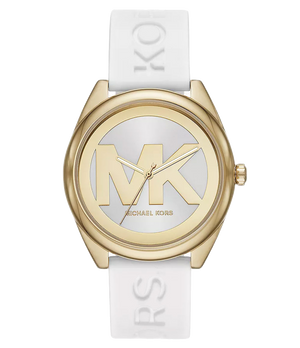 Buy Shop Michael Kors Janelle Three Hand Silver Dial White Rubber Strap Watch For Women - MK7141 USA Online