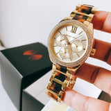 Buy Shop Michael Kors Janelle Chronograph Gold Dial Two Tone Steel Strap Watch For Women - MK7133 USA Online