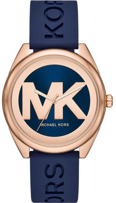 Buy Shop Michael Kors Janelle Three Hand Blue Dial Blue Rubber Strap Watch For Women - MK7140 USA Online