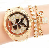 Buy Shop Michael Kors Janelle Quartz Gold Dial Gold Steel Strap Watch For Women - MK7088 USA Online