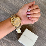 Buy Shop Michael Kors Janelle Quartz Gold Dial Gold Steel Strap Watch For Women - MK7088 USA Online