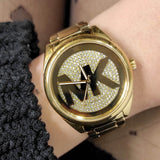 Buy Shop Michael Kors Janelle Quartz Gold Dial Gold Steel Strap Watch For Women - MK7088 USA Online