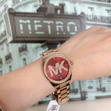 Buy Shop Michael Kors Janelle Quartz Maroon Dial Rose Gold Steel Strap Watch For Women - MK7382 USA Online