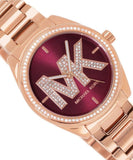 Buy Shop Michael Kors Janelle Quartz Maroon Dial Rose Gold Steel Strap Watch For Women - MK7382 USA Online