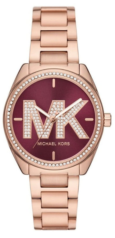Buy Shop Michael Kors Janelle Quartz Maroon Dial Rose Gold Steel Strap Watch For Women - MK7382 USA Online
