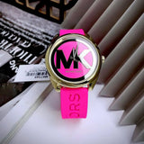 Buy Shop Michael Kors Janelle Quartz Pink Dial Pink Rubber Strap Watch For Women - MK7349 USA Online