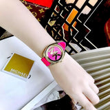 Buy Shop Michael Kors Janelle Quartz Pink Dial Pink Rubber Strap Watch For Women - MK7349 USA Online