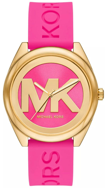 Buy Shop Michael Kors Janelle Quartz Pink Dial Pink Rubber Strap Watch For Women - MK7349 USA Online