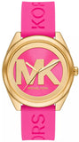 Buy Shop Michael Kors Janelle Quartz Pink Dial Pink Rubber Strap Watch For Women - MK7349 USA Online