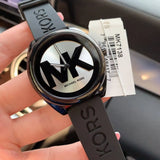 Buy Shop Michael Kors Janelle Quartz Silver Dial Black Rubber Strap Watch For Women - MK7138 USA Online