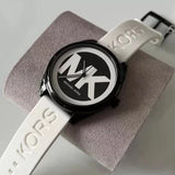 Buy Shop Michael Kors Janelle Three Hand Black Dial White Rubber Strap Watch For Women - MK7137 USA Online