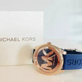 Buy Shop Michael Kors Janelle Three Hand Blue Dial Blue Rubber Strap Watch For Women - MK7140 USA Online