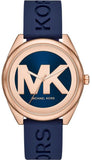 Buy Shop Michael Kors Janelle Three Hand Blue Dial Blue Rubber Strap Watch For Women - MK7140 USA Online