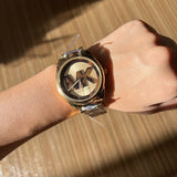 Buy Shop Michael Kors Janelle Three-Hand Gold Dial Two Tone Steel Strap Watch For Women - MK7136 USA Online