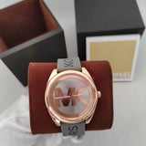 Buy Shop Michael Kors Janelle Three Hand Grey Dial Grey Rubber Strap Watch For Women - MK7314 USA Online