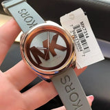 Buy Shop Michael Kors Janelle Three Hand Grey Dial Grey Rubber Strap Watch For Women - MK7314 USA Online
