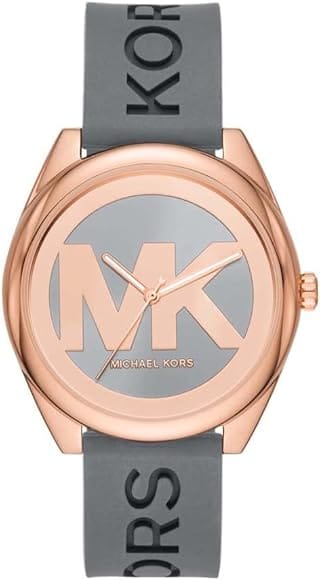 Buy Shop Michael Kors Janelle Three Hand Grey Dial Grey Rubber Strap Watch For Women - MK7314 USA Online