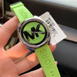 Buy Shop Michael Kors Janelle Three Hand Neon Green Dial Neon Green Rubber Strap Watch For Women - MK7351 USA Online