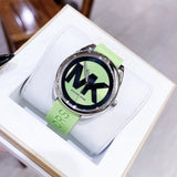 Buy Shop Michael Kors Janelle Three Hand Neon Green Dial Neon Green Rubber Strap Watch For Women - MK7351 USA Online