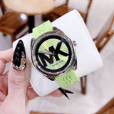 Buy Shop Michael Kors Janelle Three Hand Neon Green Dial Neon Green Rubber Strap Watch For Women - MK7351 USA Online