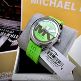 Buy Shop Michael Kors Janelle Three Hand Neon Green Dial Neon Green Rubber Strap Watch For Women - MK7351 USA Online
