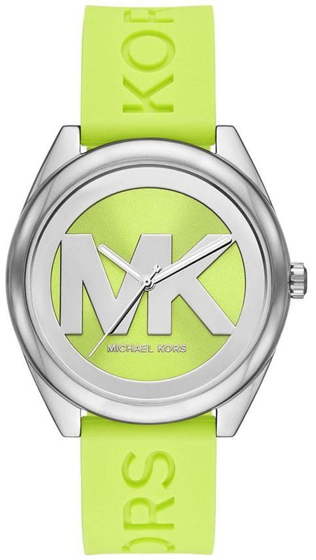 Buy Shop Michael Kors Janelle Three Hand Neon Green Dial Neon Green Rubber Strap Watch For Women - MK7351 USA Online