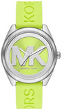 Buy Shop Michael Kors Janelle Three Hand Neon Green Dial Neon Green Rubber Strap Watch For Women - MK7351 USA Online