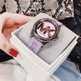 Buy Shop Michael Kors Janelle Three Hand Purple Dial Purple Rubber Strap Watch For Women - MK7143 USA Online