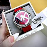 Buy Shop Michael Kors Janelle Three Hand Red Dial Red Rubber Strap Watch For Women - MK7144 USA Online