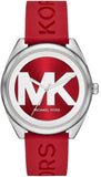 Buy Shop Michael Kors Janelle Three Hand Red Dial Red Rubber Strap Watch For Women - MK7144 USA Online