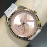 Buy Shop Michael Kors Janelle Three Hand Rose Gold Dial Pink Rubber Strap Watch For Women - MK7139 USA Online