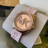 Buy Shop Michael Kors Janelle Three Hand Rose Gold Dial Pink Rubber Strap Watch For Women - MK7139 USA Online