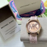 Buy Shop Michael Kors Janelle Three Hand Rose Gold Dial Pink Rubber Strap Watch For Women - MK7139 USA Online