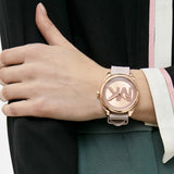 Buy Shop Michael Kors Janelle Three Hand Rose Gold Dial Pink Rubber Strap Watch For Women - MK7139 USA Online