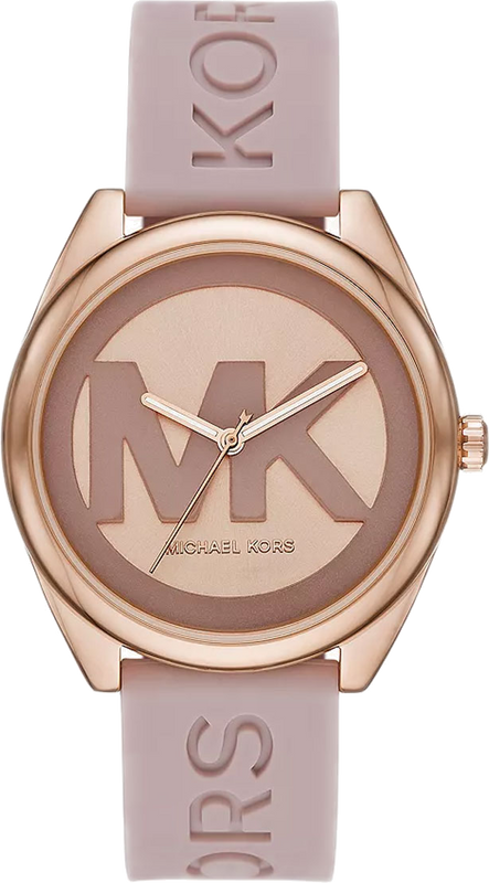 Buy Shop Michael Kors Janelle Three Hand Rose Gold Dial Pink Rubber Strap Watch For Women - MK7139 USA Online