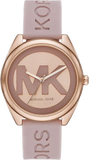 Buy Shop Michael Kors Janelle Three Hand Rose Gold Dial Pink Rubber Strap Watch For Women - MK7139 USA Online
