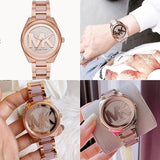 Buy Shop Michael Kors Janelle Three Hand Rose Gold Dial Two Tone Steel Strap Watch For Women - MK7089 USA Online