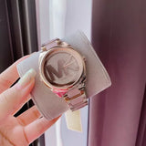 Buy Shop Michael Kors Janelle Three Hand Rose Gold Dial Two Tone Steel Strap Watch For Women - MK7089 USA Online