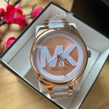 Buy Shop Michael Kors Janelle Three Hand Rose Gold Dial Two Tone Steel Strap Watch For Women - MK7134 USA Online