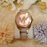 Buy Shop Michael Kors Janelle Three Hand Rose Gold Dial Two Tone Steel Strap Watch For Women - MK7135 USA Online