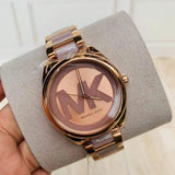 Buy Shop Michael Kors Janelle Three Hand Rose Gold Dial Two Tone Steel Strap Watch For Women - MK7135 USA Online