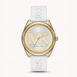 Buy Shop Michael Kors Janelle Three Hand Silver Dial White Rubber Strap Watch For Women - MK7141 USA Online