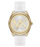 Buy Shop Michael Kors Janelle Three Hand Silver Dial White Rubber Strap Watch For Women - MK7141 USA Online