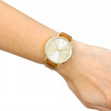 Buy Shop Michael Kors Jaryn Quartz Gold Dial Brown Leather Strap Watch For Women - MK2496 USA Online