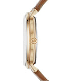 Buy Shop Michael Kors Jaryn Quartz Gold Dial Brown Leather Strap Watch For Women - MK2496 USA Online
