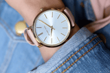 Buy Shop Michael Kors Jaryn Quartz Gold Dial Pink Leather Strap Watch For Women - MK2471 USA Online